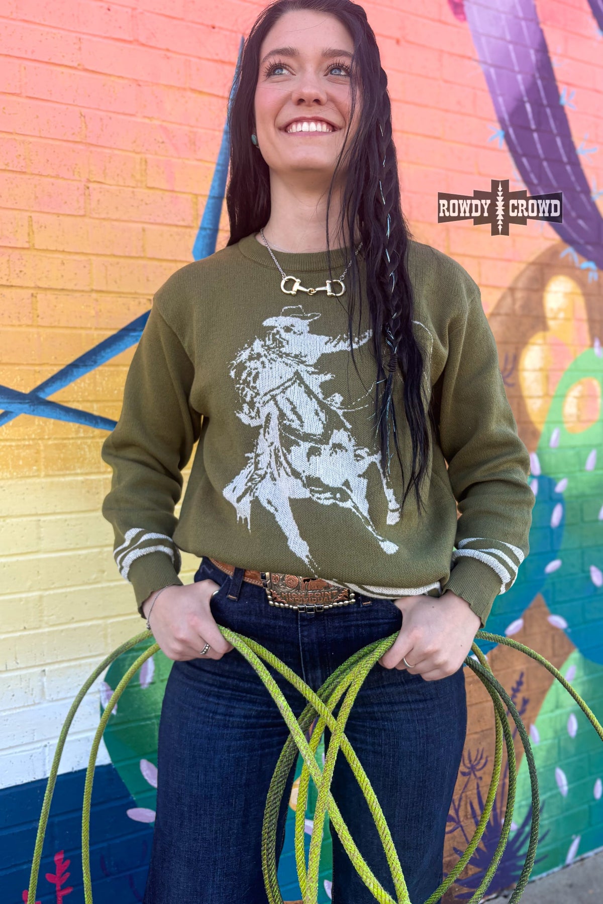 Olive Wild & Western Sweater